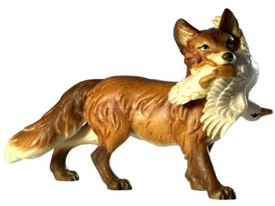Fuchs mit Beute, lasiert